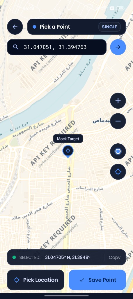 Select a point on the map