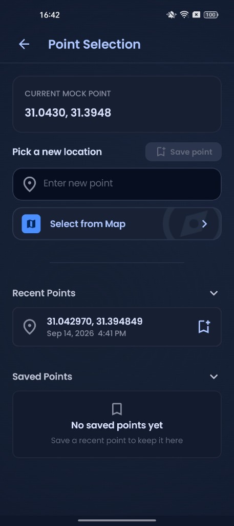 Point selection screen